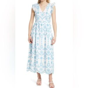 Lilly Pulitzer Lillyanne Flutter Sleeve Embroidered Eyelet Midi Dress Size 00